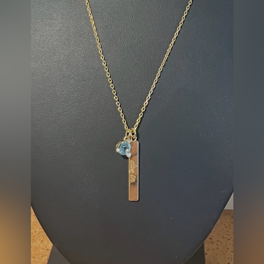 Kate Spade aquamarine gold necklace